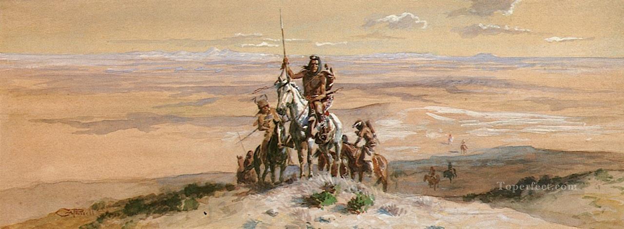 partie de guerre indienne 1903 Charles Marion Russell Indiens d’Amérique Peintures à l'huile